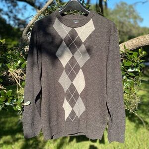 Dockers Argyle Sweater Mens XL Long Sleeve Crewneck Gray